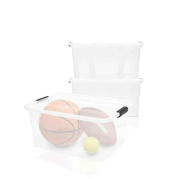 BigDean 2er Set Aufbewahrungsbox mit Deckel transparent - 32L + Clipverschluss - Stapelbox Ordnungsbox Clipbox Lagerbox Box mit Deckel Storage Boxes - Klarsichtbox mit Deckel – stapelbar