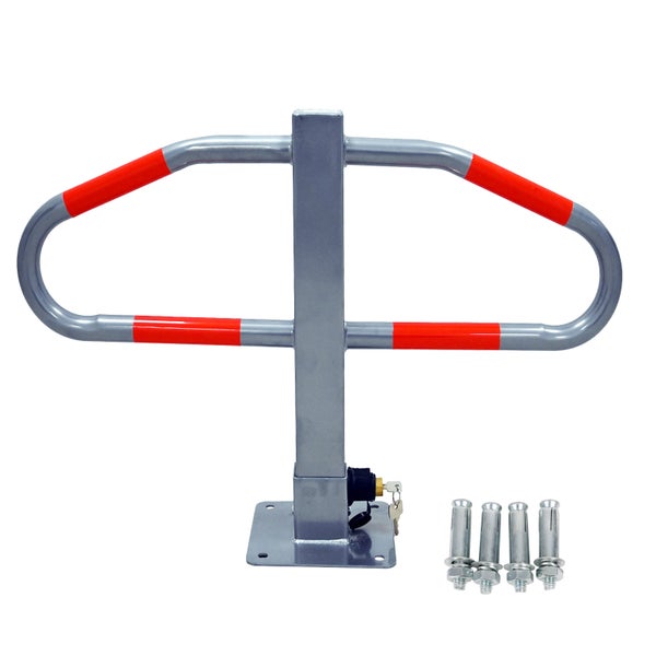 Parkplatzsperre 47 x 73 cm Metall grau abschließ- und klappbar Parkplatzbügel Sperrbügel Poller