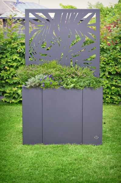 Sichtschutz Hochbeet ELEO Monterosso mit Adda 45 x 90 x 160 cm Metall anthrazit - pulverbeschichtet schwarz
