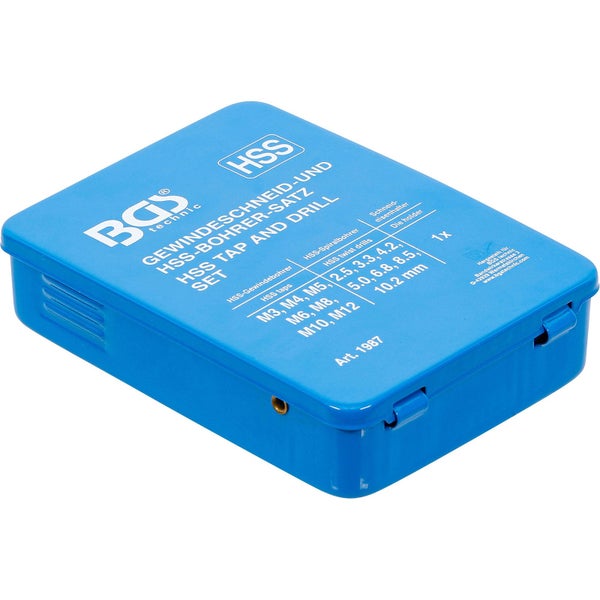 BGS technic Gewindeschneid- und HSS Bohrerset in einer blauen Box