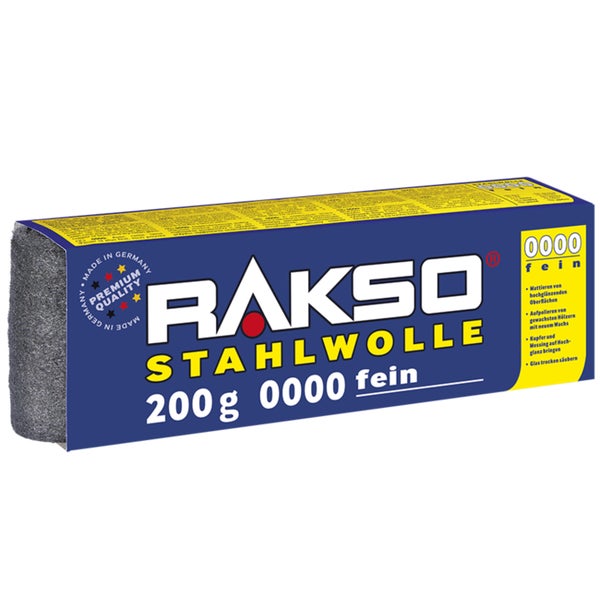 Rakso Stahlwolle 200 Gramm, Feinheitsgrad 0000 fein.