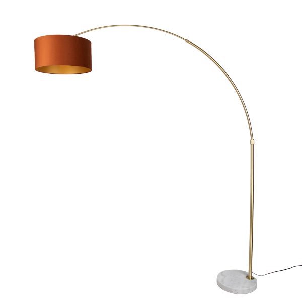 Moderne Bogenlampe mit Stoffschirm und Marmorfuß