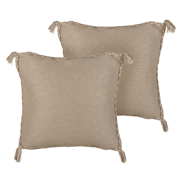 Dekokissen 2er Set ERIGERON Jute 45 x 45 cm Beige Ohne Muster