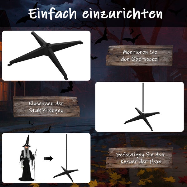 Anleitung zur einfachen Montage einer Halloween Hexe.
