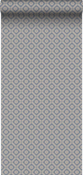 Borastapeter Tapete Fliesenmuster Graublau - 53 cm x 10.05 m - 660576