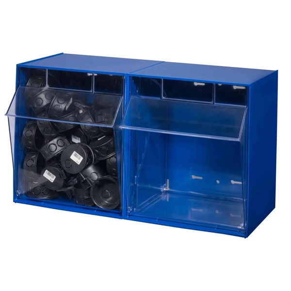 PROREGAL Klappschüttenmagazin VarioPlus ProFlip 2 HxBxT 35 x 60 x 31 cm Blau-Transparent