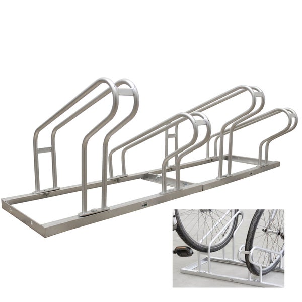 Fahrradständer aus Metall für mehrere Fahrräder zur Bodenmontage.