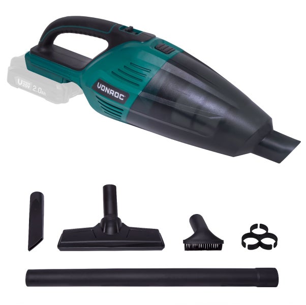VONROC Akku-Handstaubsauger/Handstaubsauger - VPower 20V (Excl. Akku und Ladegerät) - 0,5 L Auffangbehälter - Inkl. 3 Aufsätze und Verlängerungsstück