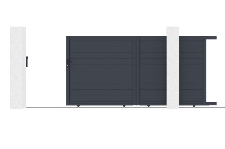 Schiebetor aus aluminium 3,5m EIGER H.180cm grau