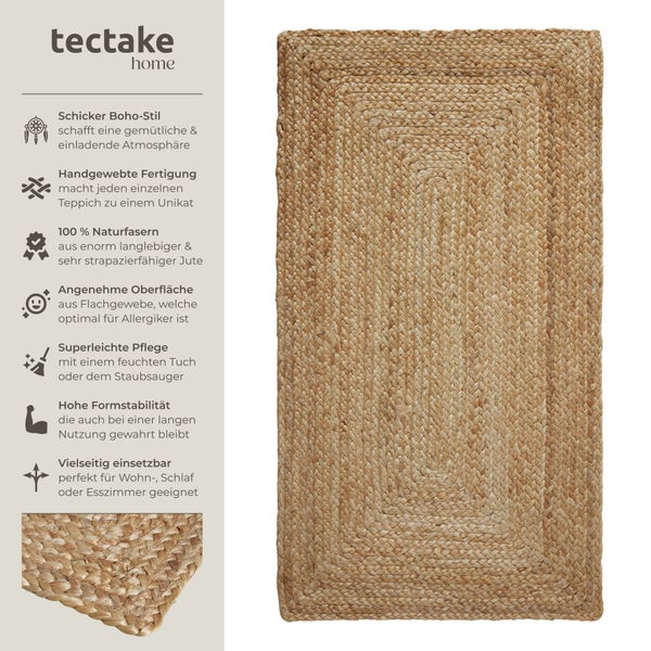 Handgewebter Teppich tectake strapazierfähig und pflegeleicht verschiedene Größen 60 x 110 cm