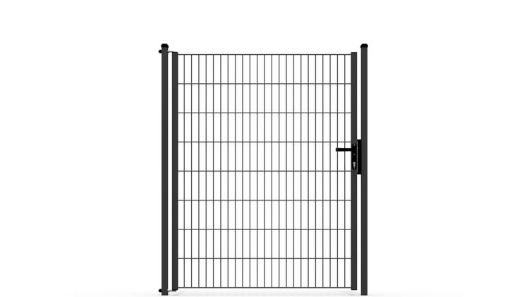 Gartentor ZAUNGURU ECO-Line aus Metall, Höhe: 163cm, Breite: 142cm, 1-flügelig inkl. Pfosten, Locinox-Schloss und Zubehör, Feuerverzinkt und zusätzlich in RAL 7016 Anthrazitgrau pulverbeschichtet
