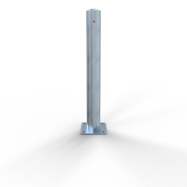 Schake Absperrpfosten ortsfest für Dübelbefestigung aus Stahlrohr verzinkt Ø108x2,9mm mit Stahlkappe 900mm Überflur