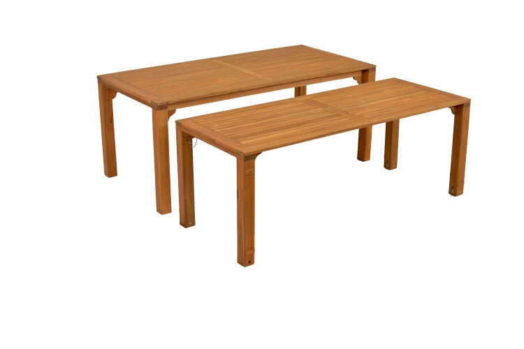 Toskana Gartenmöbelset 9tlg., Gartensessel inkl. Auflagen, Flexibler Ausziehtisch, natur