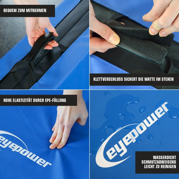 200x100cm Klappbare Gymnastikmatte - 8 cm dicke Turnmatte Blau Schwarz
