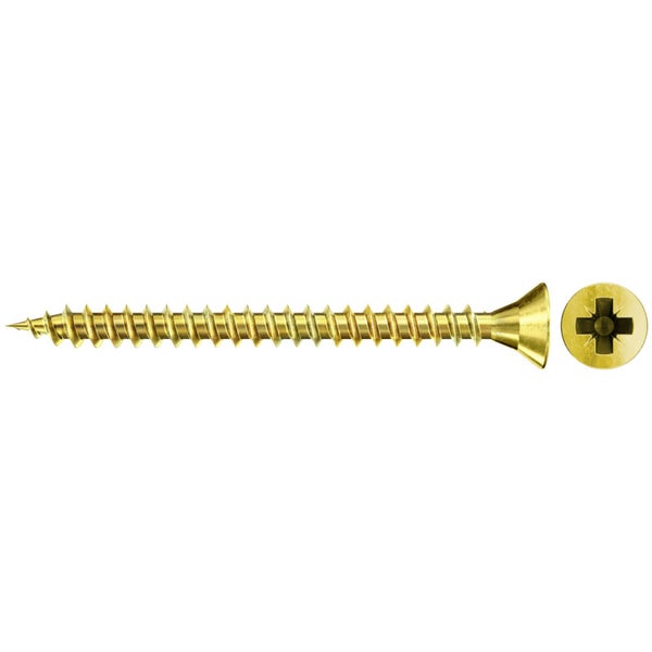 Fischer 500x Spanplattenschraube FSPII 4,5 x 35 mm Senkkopf gelbverzinkt Vollgewinde Kreuzschlitz PZ - 551165