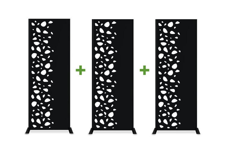 Set mit 3 dekorativen Paneelen SUNNY Schwarz H.160 cm, linke Seite mit Mustern