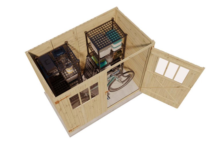 Alpholz Gerätehaus Zimowit 14 Gerätehaus aus Holz, Geräteschrank mit 14 mm Wandstärke, Gartenhaus mit Montagematerial, Naturbelassen 2,2x1,5m