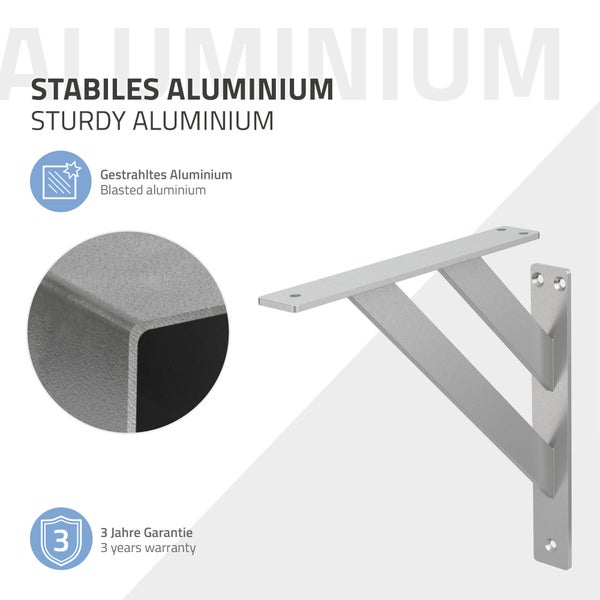 ML-Design 4 Stück Regalhalterung 240x240 mm, Silber, Aluminium, Schwebende Regalhalterungen, Regalwinkel, Wandhalterung für Regalbrett, Regalträger für Wandmontage, Wandregal Wandkonsole Regalstütze