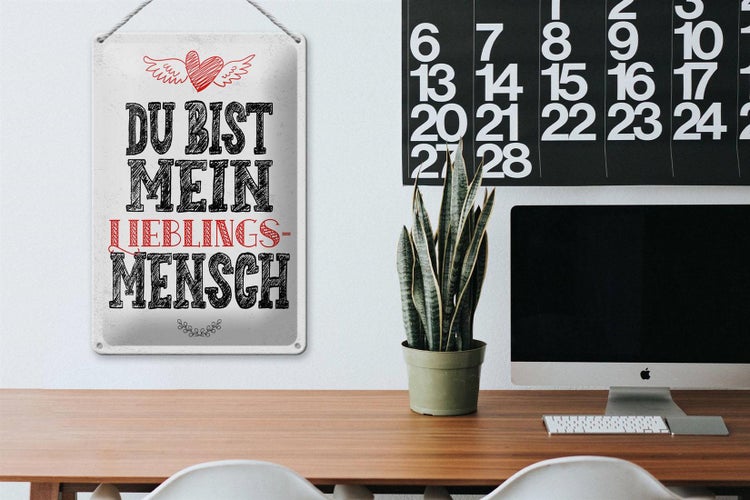 Blechschild Spruch Du bist Lieblingsmensch mein Engel 20x30cm