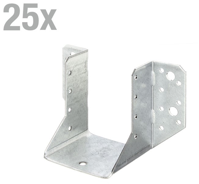 Set aus 25 Stück Balkenschuhen aus verzinktem Stahl mit vorgebohrten Löchern für die Holzverbindung