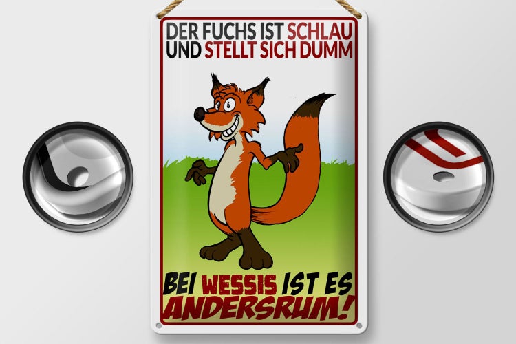 Blechschild Spruch 20x30cm der Fuchs ist schlau