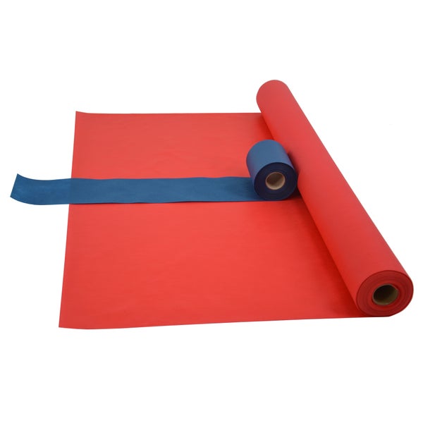 Sensalux Kombi-Set 1 Tischdeckenrolle 1m x 25m rot + Tischläufer 15cm ozeanblau