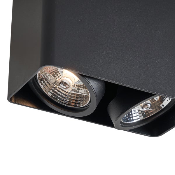 Schwarze Deckenleuchte mit zwei Strahlern