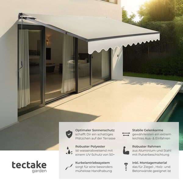 Gelenkarmmarkise tectake Ornella inkl. Wandhalterung verschiedene Größen beige