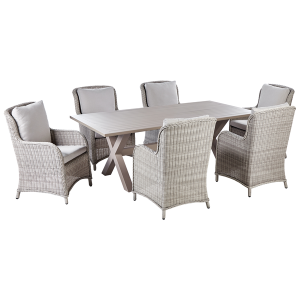 Gartenmöbel Set 6-Sitzer CASCAIS inkl. Kissen Polyrattan Beige