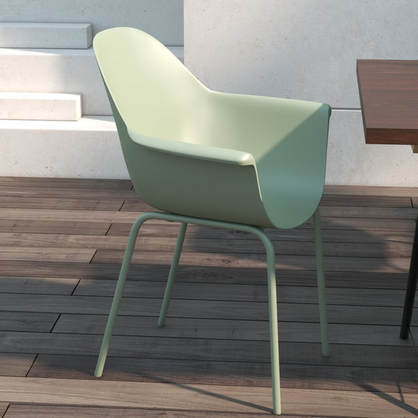 Outsunny 4er Set Gartenstuhl, Terrassenstühle mit Rückenlehne und Armlehne, bis 120 kg belastbar, 75B x 87T x 90H cm, HDPE, Grün