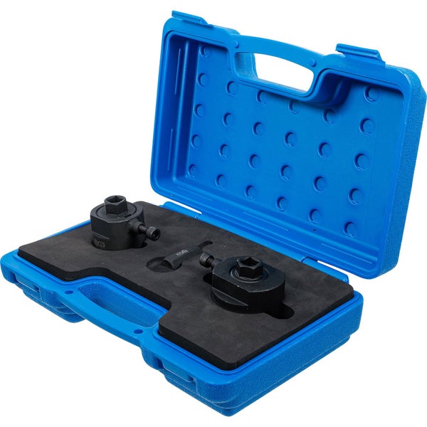 Werkzeugsatz in einem blauen Tragekoffer