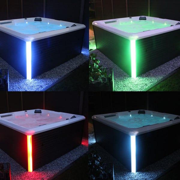Home Deluxe - Outdoor Whirlpool - STREAM BIG PURE - Maße: 208 x 208 x 88 cm - Inkl. Heizung, 34 Massagedüsen und 4 äußeren Lichtquellen I Außen Whirlpool Spa für 5 Personen
