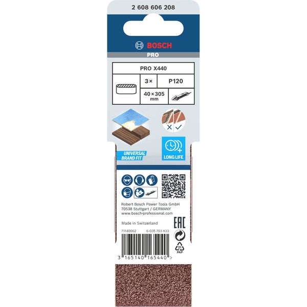 Bosch PRO X440 Schleifband 40 x 305 mm 120 - 2608606208