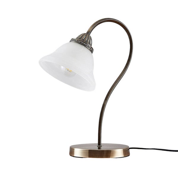 Lindby LED Tischlampe Mialina in Bronze aus Glas (1 flammig, E27) - Tischleuchte Schreibtischlampe Nachttischlampe Wohnzimmerleuchte