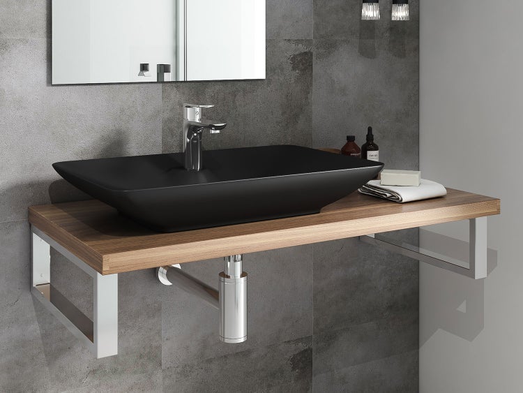 Aqua Bagno Leon – Aufsatzwaschbecken 64 cm – Keramik in Schwarz Matt – KB.AN.LEON.002