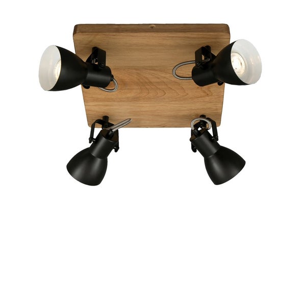 Deckenleuchte Spotleuchte Schwenkbar GU10 35 W schwarz Holz-Metall Briloner