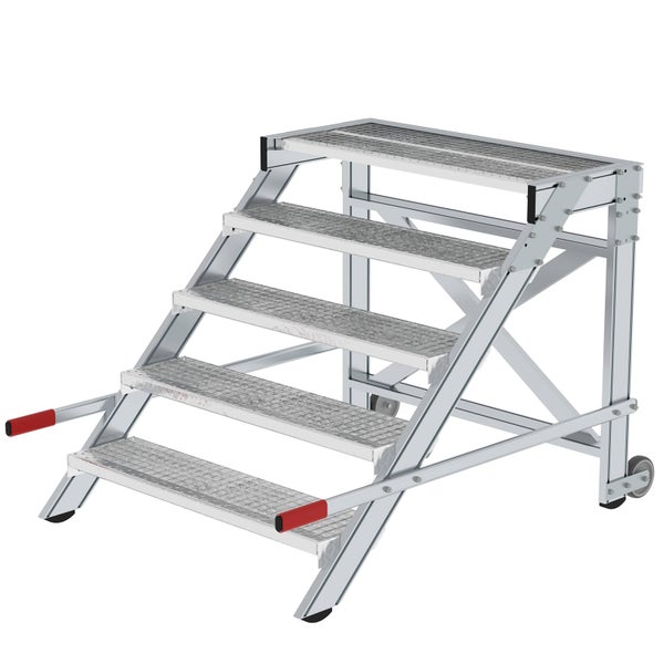 Aluminium Treppenpodest mit vier Stufen und Rollen