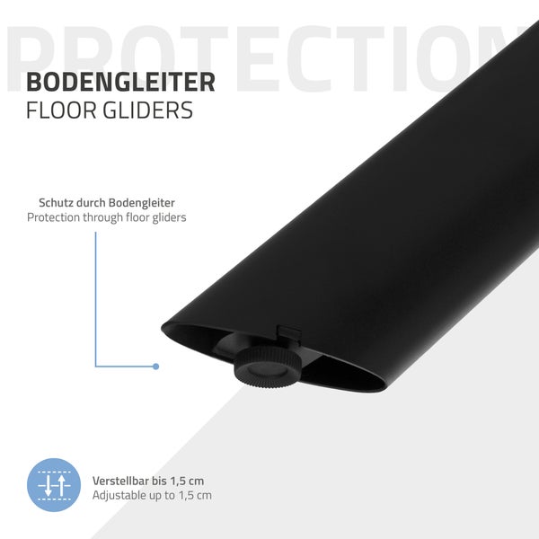 Bodengleiter für Möbelbeine, höhenverstellbar bis 1,5 Zentimeter für Bodenschutz.