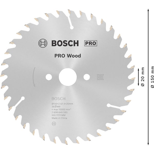 Bosch PRO Wood Kreissägeblatt 150 x 2,4 x 20 mm - 2608640593