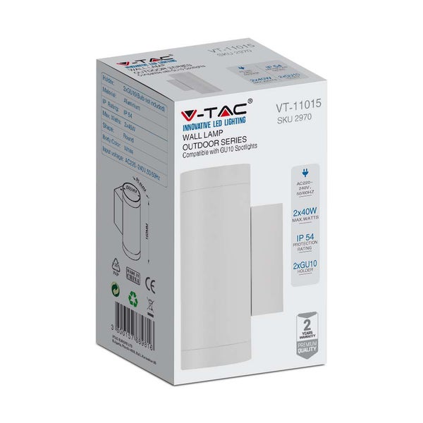 V-TAC VT-11015-W - GU10 Außenbeleuchtung - Up - Down - Armaturen - Weiß - IP54