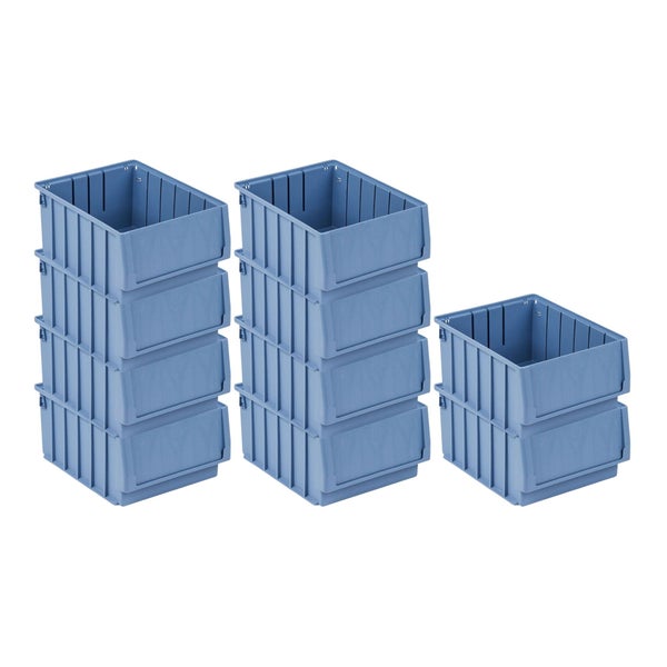 PROREGAL SparSet 10 x Regalkasten 300 BH Mit Etikett und Schutzhaube HxBxT 14 x 23,4 x 30 cm 7,1 Liter Sichtlagerkasten Sortimentskasten