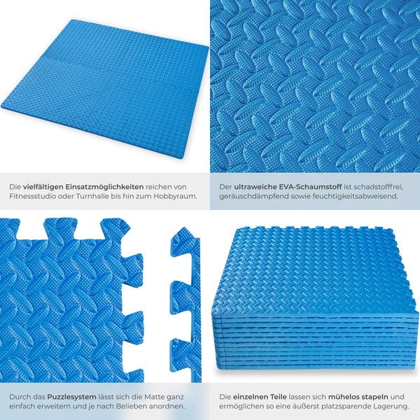 Blaue Puzzleschaumstoffmatte für Fitness und Spielzimmer