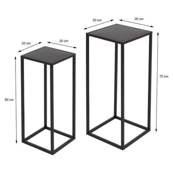 ML-Design Blumenständer im 4er Set, Schwarz, 20x60x20/30x70x30 cm, Moderne Blumentopfständer, Wetterfeste und robuste Pflanzenständer aus Metall, Blumentopfhalter 4-TLG, Blumenhocker Pflanztopf Deko