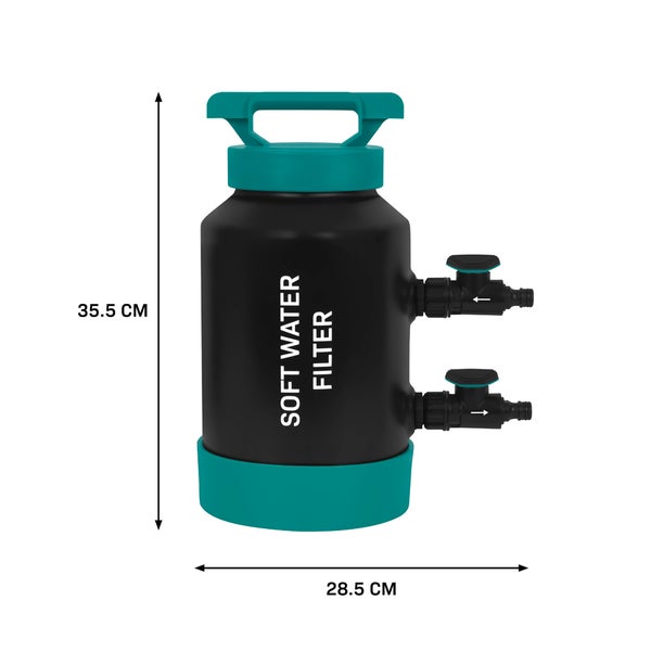 Weichwasserfilter mit den Maßen 35,5 cm Höhe und 28,5 cm Breite