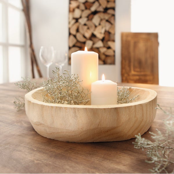 FRANK FLECHTWAREN | Schale Wood, HOLZ, ca. 30 x 26 x 7 cm, ohne Deko