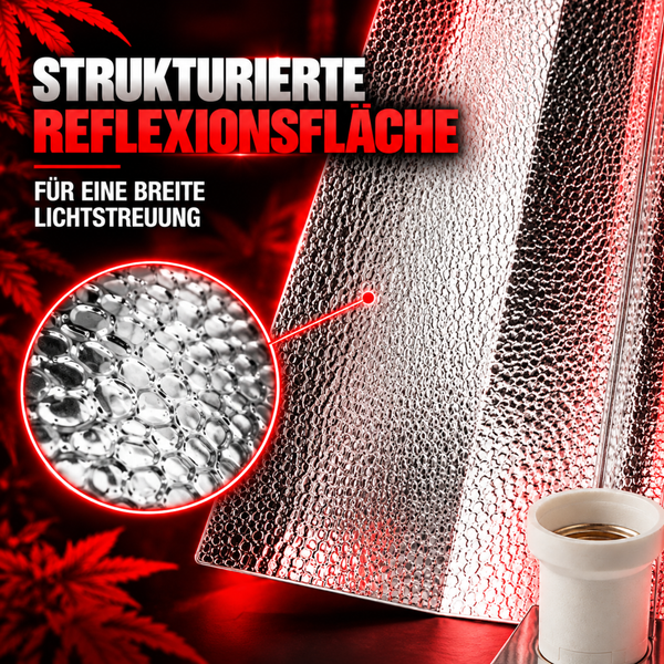 Strukturierter Hammerschlag Reflektor für Pflanzenbeleuchtung zur breiten Lichtstreuung mit Lampenfassung