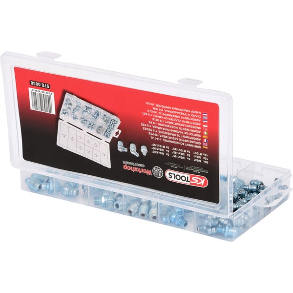 KS TOOLS Sortiment Schmiernippel M 6 - 8 - 10 x 1 110tlg. - 970.0030