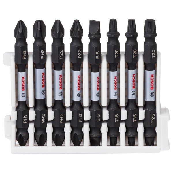 Bosch Schrauberbit-Set Impact Control mit Doppelklinge 8tlg. PH PZ Schlitz Torx 65 mm - 2608522344