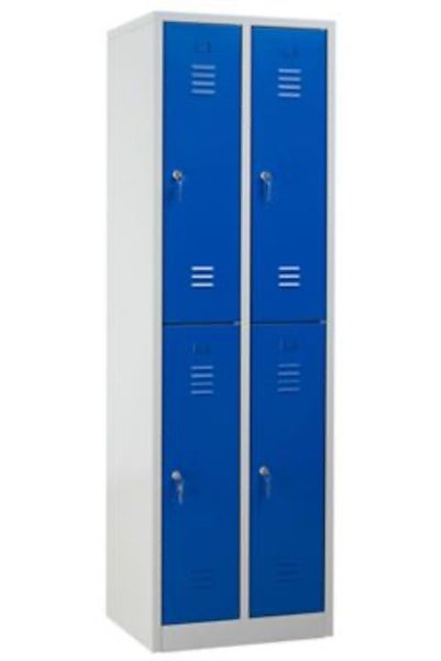 PROREGAL Garderobenspind Camel 4-Fächer HxBxT 195 x 60 x 50 cm Zylinderschloss Grau-Blau