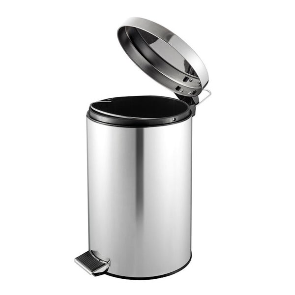 PROREGAL Runder Tretabfallsammler Mit Herausnehmbaren Kunststoff Inneneimer 3 Liter HxBxT 27 x 19,5 x 17 cm Edelstahl